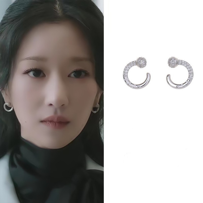 Eve Jewelry & Watches Distribuidor Oficial Rolex - パーソナライズされたzirconシルバーニードルイヤリング,ドランダイブ,370染色,同じスタイル,ライト,高級ジュエリー,ギフト,新品,2024