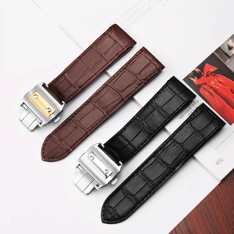 Cartier Watch Santos - 男性と女性のための本物の牛革時計ストラップ,高品質の時計バンド,ブレスレット,リストバンド,ブレスレット,100%, 20mm, 23mm