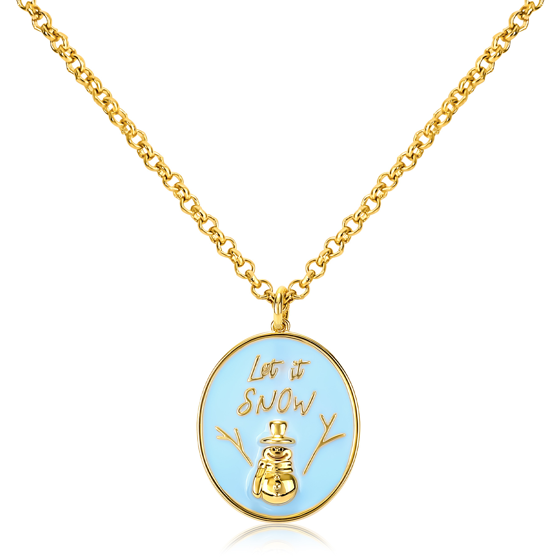 Eve Jewelry & Watches Distribuidor Oficial Rolex - ゴールドカラーのサンタクロースネックレス,青いドリップグルー,クリスマスイブパーティージュエリー,ユニセックス,ヨーロッパとアメリカ