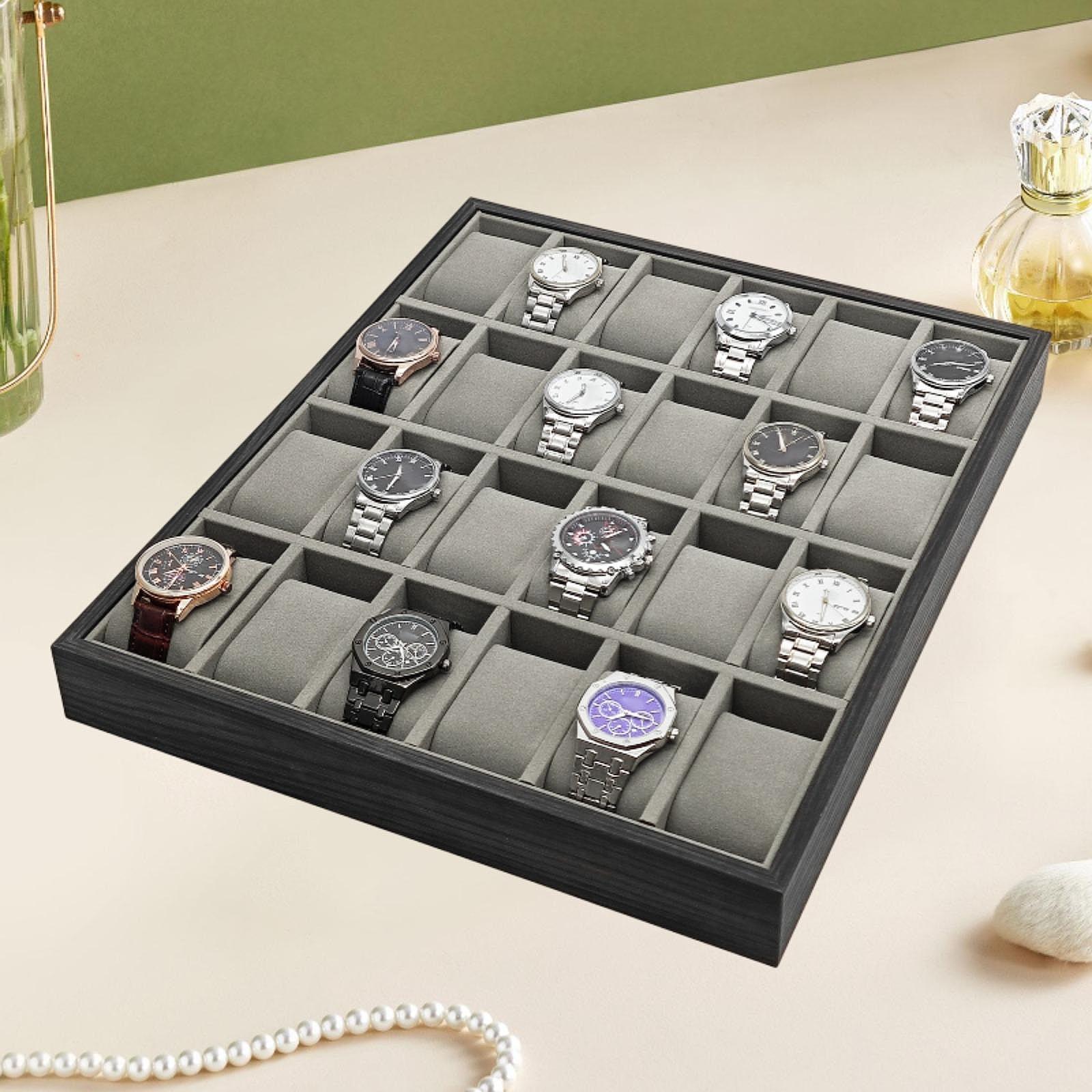 24スロット木製腕時計収納トレイ、小売店向け多用途展示トレイ - Jewelry And Watches Exhibition のレビューと価格